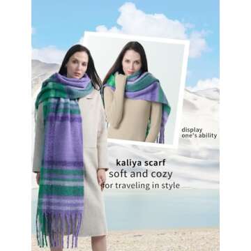 kaliya Womens Winter Scarf for Women Chunky Oversized Plaid, Women's Fashion Scarves Colorful Large Christmas Blanket Scarf(Beige)