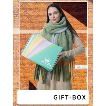 kaliya Womens Winter Scarf for Women Chunky Oversized Plaid, Women's Fashion Scarves Colorful Large Christmas Blanket Scarf(Beige)