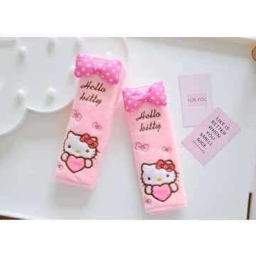 VERSAINSECT awaii Car Seat Belt Cushions Shoulder Pad -2 Pieces Cute car Decor Plush Soft Belt Prote...