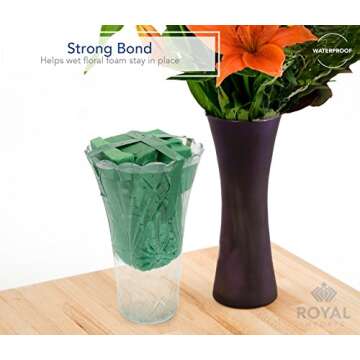 Royal Imports Floral Tape Green, Flower Stem Wrap Adhesive Waterproof Florist Tape for Decorative Bo...