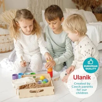 Ulanik Montessori Wooden Balls in Cups Toy for Kids