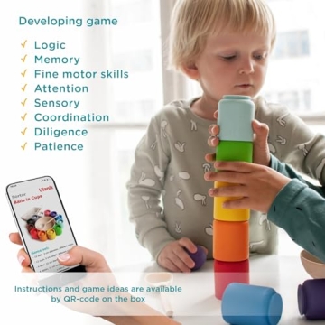 Ulanik Montessori Wooden Balls in Cups Toy for Kids