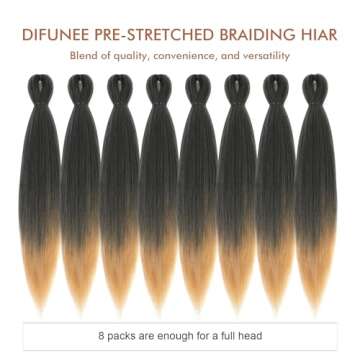 DIFUNEE Ombre Blonde 24 Inch Pre-stretched Braiding Hair