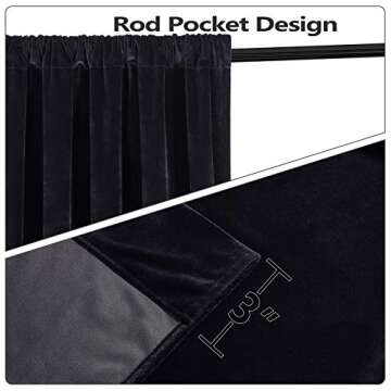 Haperlare Black Velvet Curtains 108 inches Room Darkening Soft Luxury Velvet Panel Drapes for Bedroo...