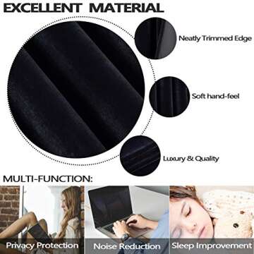 Haperlare Black Velvet Curtains 108 inches Room Darkening Soft Luxury Velvet Panel Drapes for Bedroom Window Treatment Thermal Insulated Rod Pocket Draperies, W42 x L108 inches, 2 Panels