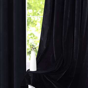 Haperlare Black Velvet Curtains 108 inches Room Darkening Soft Luxury Velvet Panel Drapes for Bedroom Window Treatment Thermal Insulated Rod Pocket Draperies, W42 x L108 inches, 2 Panels