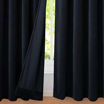 Haperlare Black Velvet Curtains 108 inches Room Darkening Soft Luxury Velvet Panel Drapes for Bedroom Window Treatment Thermal Insulated Rod Pocket Draperies, W42 x L108 inches, 2 Panels