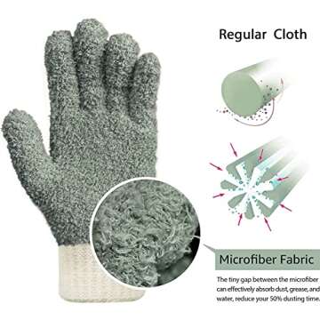 MIG4U Microfiber Gloves - Dusting Gloves for House Cleaning - Washable Blind Cleaner Duster Tool (Gr...
