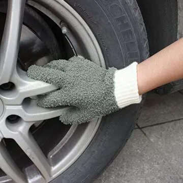 MIG4U Microfiber Gloves - Dusting Gloves for House Cleaning - Washable Blind Cleaner Duster Tool (Gray,S/M)