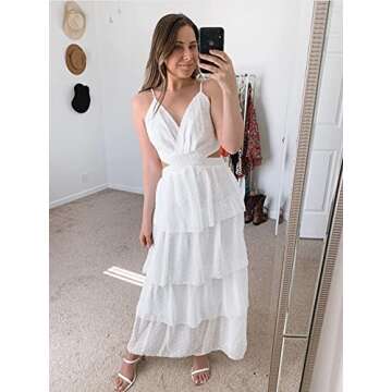 Glamaker Women's V Neck Boho Maxi Dress for Summer