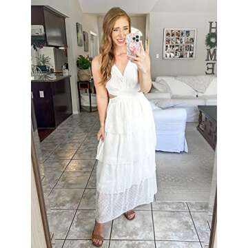 Glamaker Women's V Neck Boho Maxi Dress for Summer