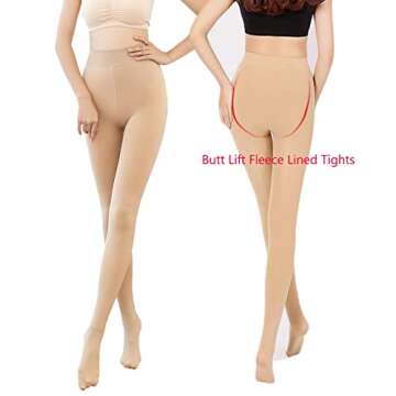 Romastory Winter Warm Women Elastic Leggings Pants Fleece Lined Thick Tights S/M Size (Footed-Khaki)