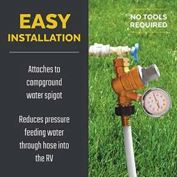 Valterra RV Water Regulator with Pressure Gauge for Plumbing