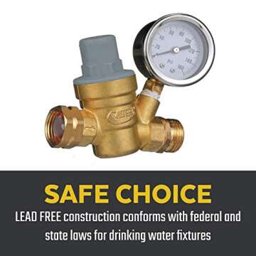 Valterra RV Water Regulator with Pressure Gauge for Plumbing