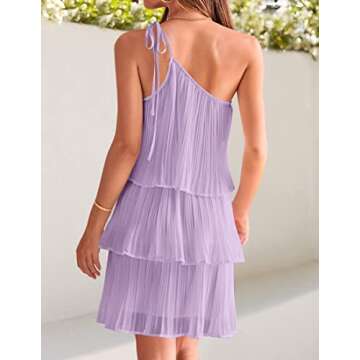ZESICA One Shoulder Ruffle Tiered Summer Dress for Parties