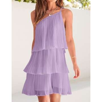 ZESICA One Shoulder Ruffle Tiered Summer Dress for Parties