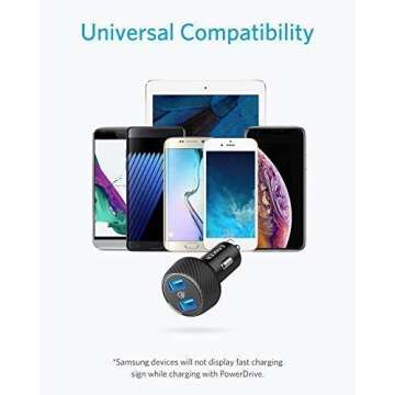 Car Charger, Anker Quick Charge 3.0 39W Dual USB Car Charger Adapter, PowerDrive Speed 2 for Galaxy S10/S9/S8/S7/S6/Plus, Note 9, Poweriq for iPhone 11/XS/Max/XR/X/8/7, Ipad Pro, LG, Nexus, and More