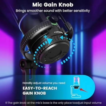 SINWE USB Gaming Microphone with RGB and Gain Control
