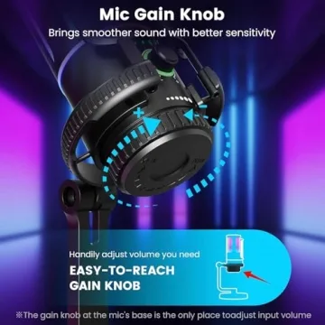 SINWE USB Gaming Microphone with RGB and Gain Control