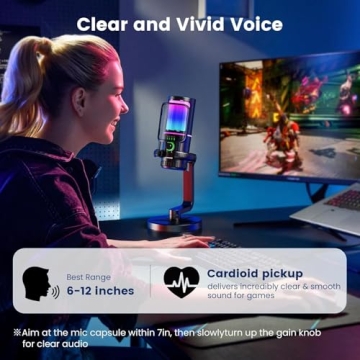 SINWE USB Gaming Microphone with RGB and Gain Control