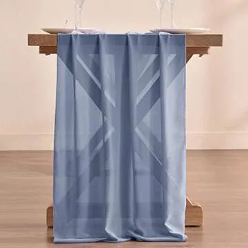 Socomi Dusty Blue Chiffon Table Runner Easter Spring Boho Rustic 14ft 29x170 Inches Wedding Runner Sheer Romantic Bridal Shower Decorations