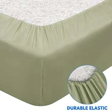 HOMEIDEAS 6 Pieces Lightweight Easy Care Microfiber Bed Sheets Set(Queen, Sage Green), Super Soft & Fade Resistant, 15 inches Deep Pocket 1800 Thread Count Bedding