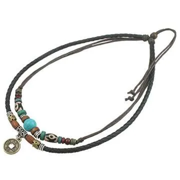Ancient Tribe Unisex Adjustable Necklace Choker Turquoise Bead