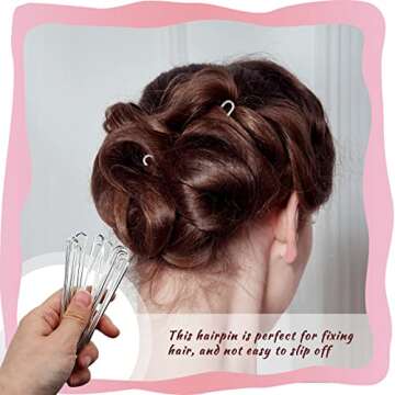 Lawie 30 Pack 4 Inch Silver U-Shaped Metal Hair Sticks, Straight Long Hair Forks, Bun Twist Hair Cli...
