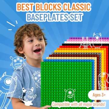 Strictly Briks Classic Stackable Baseplates, Building Bricks For Towers, Shelves, and More, 100% Com...