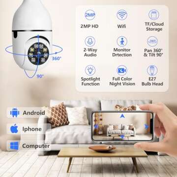 EDSACE 5G Light Bulb Security Camera: 360° 1080P HD Indoor Surveillance