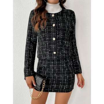 Floerns Women's Plaid High Waist Bodycon Mini Skirt Black Ink XL