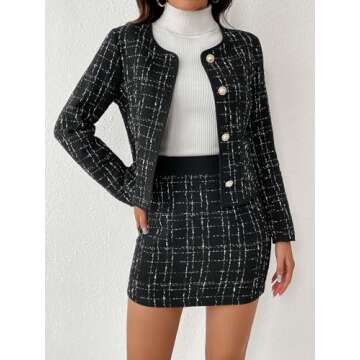 Floerns Women's Plaid High Waist Bodycon Mini Skirt Black Ink XL