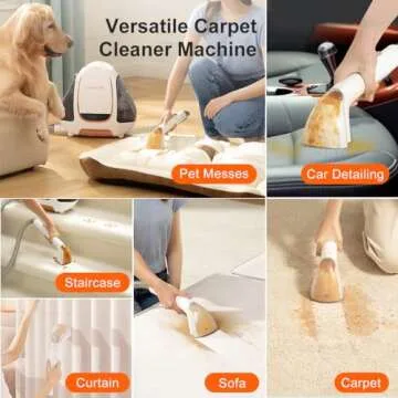 uwant Portable Carpet & Upholstery Cleaner Machine, 12Kpa Powerful Suction Small Handheld Cleaner, Carpet Shampooer for Rug, Couch, Furniture, Pet Stains, Car, Auto Detailer, B100, White and Orange