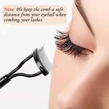 KINGMAS Eyelash Comb Separator, Eye Lash Separator Eyelash Definer Mascara Comb Applicator with Cove...