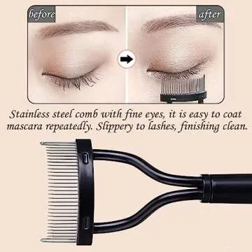 KINGMAS Eyelash Comb Separator, Eye Lash Separator Eyelash Definer Mascara Comb Applicator with Cover - Arc Designed