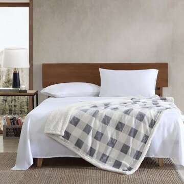 Eddie Bauer - Blanket, Super Soft Reversible Sherpa & Brushed Fleece Bedding, Throw Blankets for Cou...