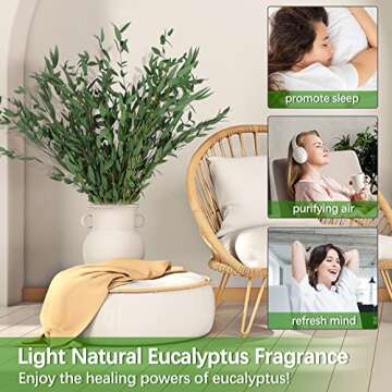 HIAGROW Real Eucalyptus Stems Greenery Decor 20PCS 16" Dried Willow Eucalyptus Plant Preserved Green...