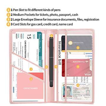 LLi Cufite Auto Registration Insurance Holder with Pen Holder for Car Truck Vehicle Documents Paperw...