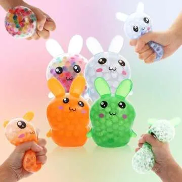 Easter Basket Stuffers, 4 Pack Squishy Easter Bunny Stress Balls for Adults, Easter Basket Stuffers,...