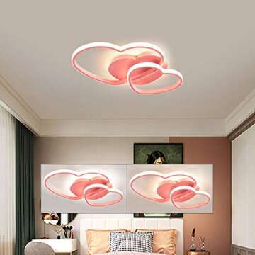 YIYIBYUS Morden LED Ceiling Light Heart Bedroom Acrylic Lamp Decor with Remote,Children's Room Lamp ...