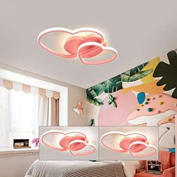 YIYIBYUS Morden LED Ceiling Light Heart Bedroom Acrylic Lamp Decor with Remote,Children's Room Lamp Ceiling Light Cartoon Ceiling Lighting Lampshade,Children's Room Kids Baby Bedroom (Pink (Type B))