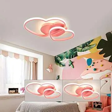 YIYIBYUS Morden LED Ceiling Light Heart Bedroom Acrylic Lamp Decor with Remote,Children's Room Lamp Ceiling Light Cartoon Ceiling Lighting Lampshade,Children's Room Kids Baby Bedroom (Pink (Type B))