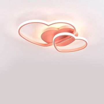 YIYIBYUS Morden LED Ceiling Light Heart Bedroom Acrylic Lamp Decor with Remote,Children's Room Lamp Ceiling Light Cartoon Ceiling Lighting Lampshade,Children's Room Kids Baby Bedroom (Pink (Type B))