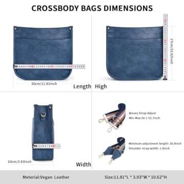 HKCLUF Crossbody Bags for Women Trendy Vegan Leather Hobo Handbags With 2 Adjustable Guitar Strap Cr...