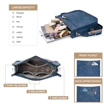 HKCLUF Crossbody Bags for Women Trendy Vegan Leather Hobo Handbags With 2 Adjustable Guitar Strap Crossbody Bucket Purse for Women(Darkblue)