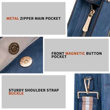 HKCLUF Crossbody Bags for Women Trendy Vegan Leather Hobo Handbags With 2 Adjustable Guitar Strap Crossbody Bucket Purse for Women(Darkblue)