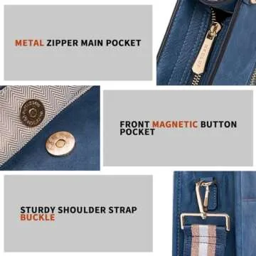 HKCLUF Crossbody Bags for Women Trendy Vegan Leather Hobo Handbags With 2 Adjustable Guitar Strap Crossbody Bucket Purse for Women(Darkblue)