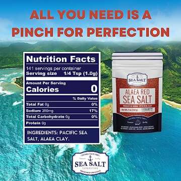 Alaea Red Sea Salt, Coarse Crystal Red Hawaiian Salt to Add Color to Any Dish, Red Salt Made with Alaea Clay, Natural Finishing Salt, 5 oz Bag, Sea Salt Superstore