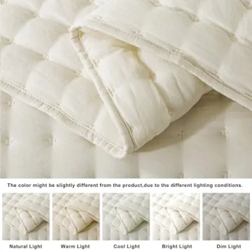 WDCOZY Ivory King Size Quilt Set for Every Season