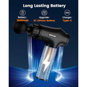 AYURA Massage Gun Deep Tissue, Percussion Muscle Massager Gun, Handheld Back Massager for Pain Relief, Mini Massage Gun with 30 Speeds and 6 Heads for Athletes Men Women